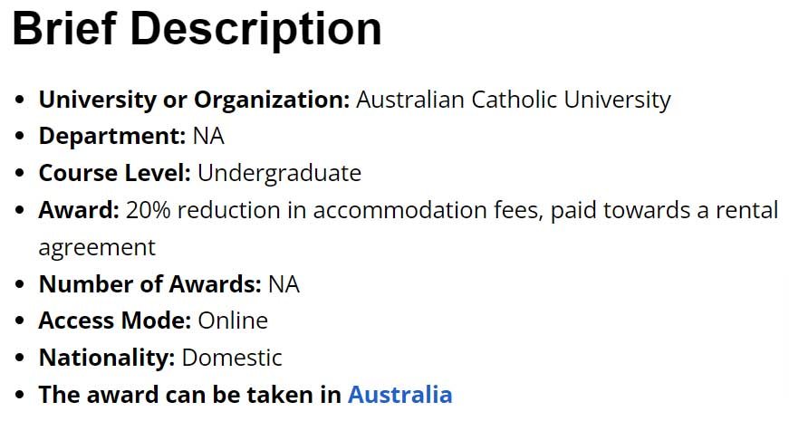 Uni Step-Up Accommodation Scholarship Brief Description