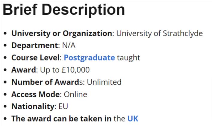 EU Engagement Scholarships at the University of Strathclyde description
