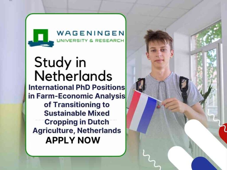 International PhD Positions in Farm-Economic Analysis of Transitioning to Sustainable Mixed Cropping in Dutch Agriculture, Netherlands