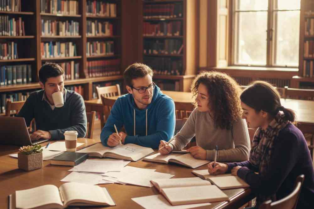 Students studying together