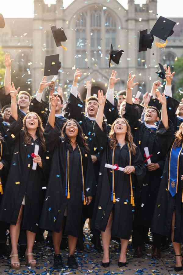 Students celebrating graduation