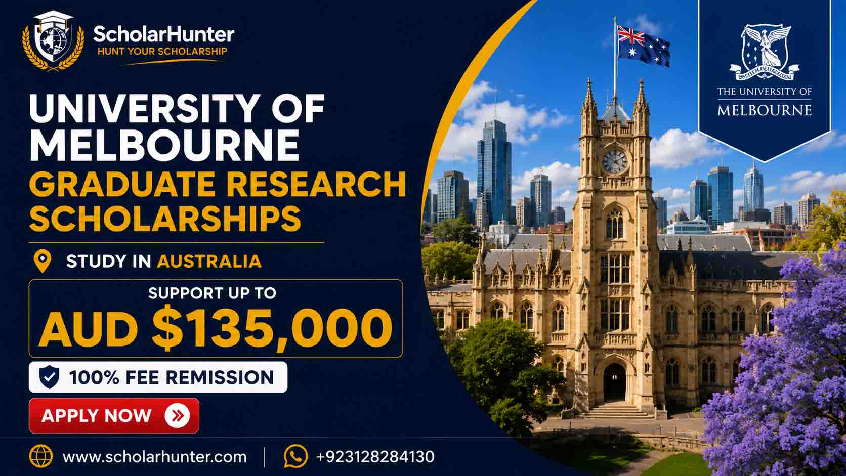 UOM Announced Graduate Research Scholarships 2027 1 University of Melbourne Graduate Research Scholarships in Australia. Get 100% fee remission and support up to AUD $135,000