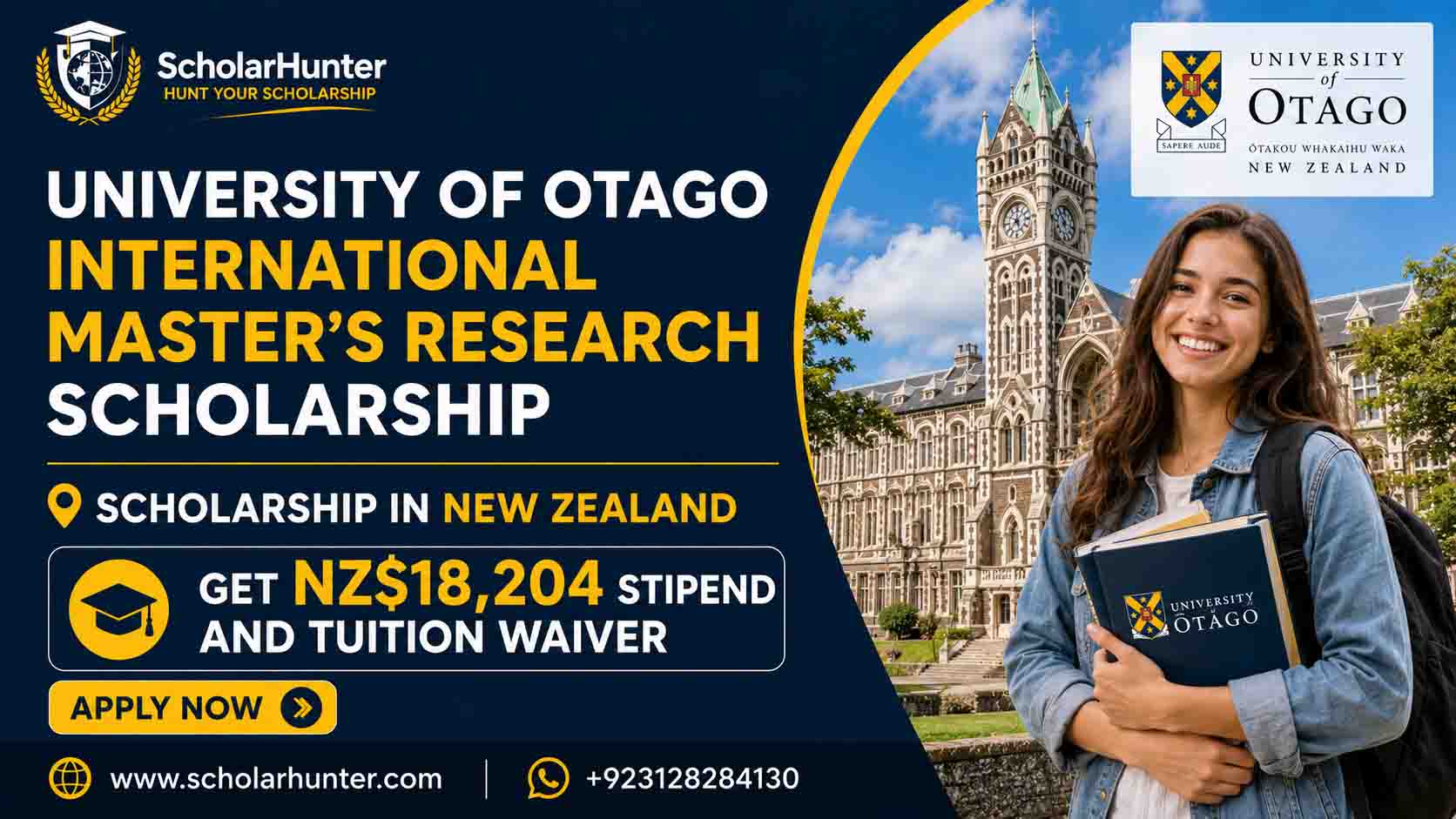 University of Otago International Master’s Research Scholarship